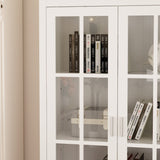 FUFU&GAGA Contemporary White Bookcase Cabinet- 36.2-in x 70.9-in x 14.6-in- 2 Doors, 4 Shelves- Multipurpose Storage- MDF- Easy Assembly