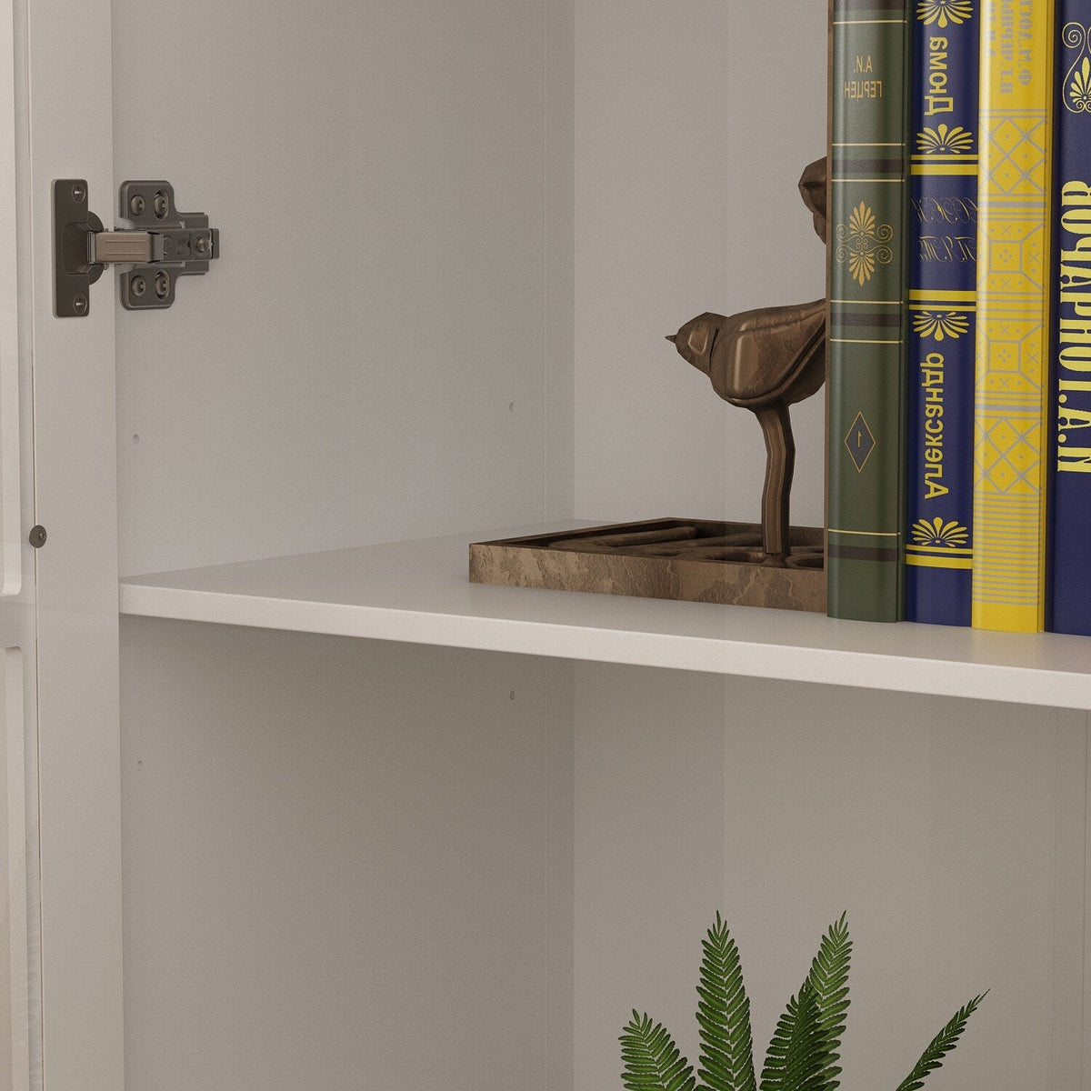 FUFU&GAGA Contemporary White Bookcase Cabinet- 36.2-in x 70.9-in x 14.6-in- 2 Doors, 4 Shelves- Multipurpose Storage- MDF- Easy Assembly