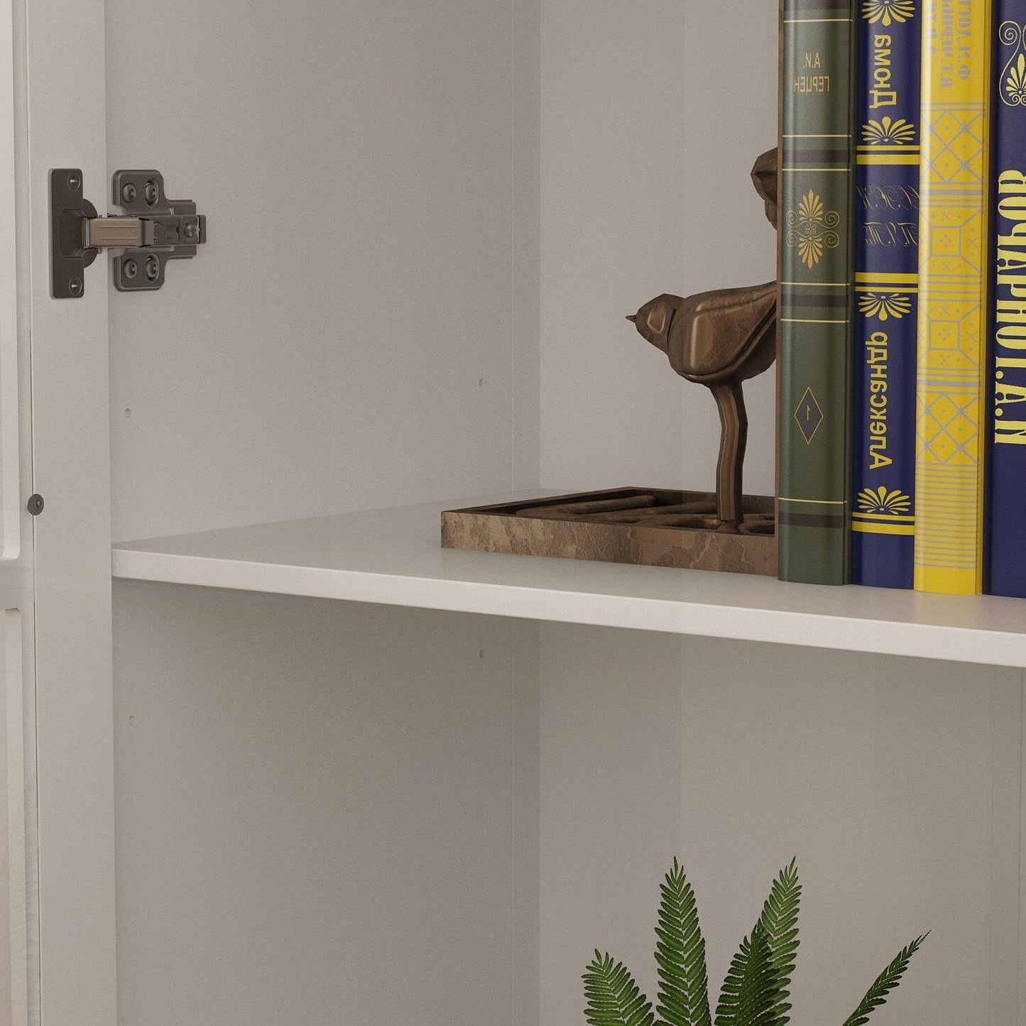 FUFU&GAGA Contemporary White Bookcase Cabinet- 36.2-in x 70.9-in x 14.6-in- 2 Doors, 4 Shelves- Multipurpose Storage- MDF- Easy Assembly