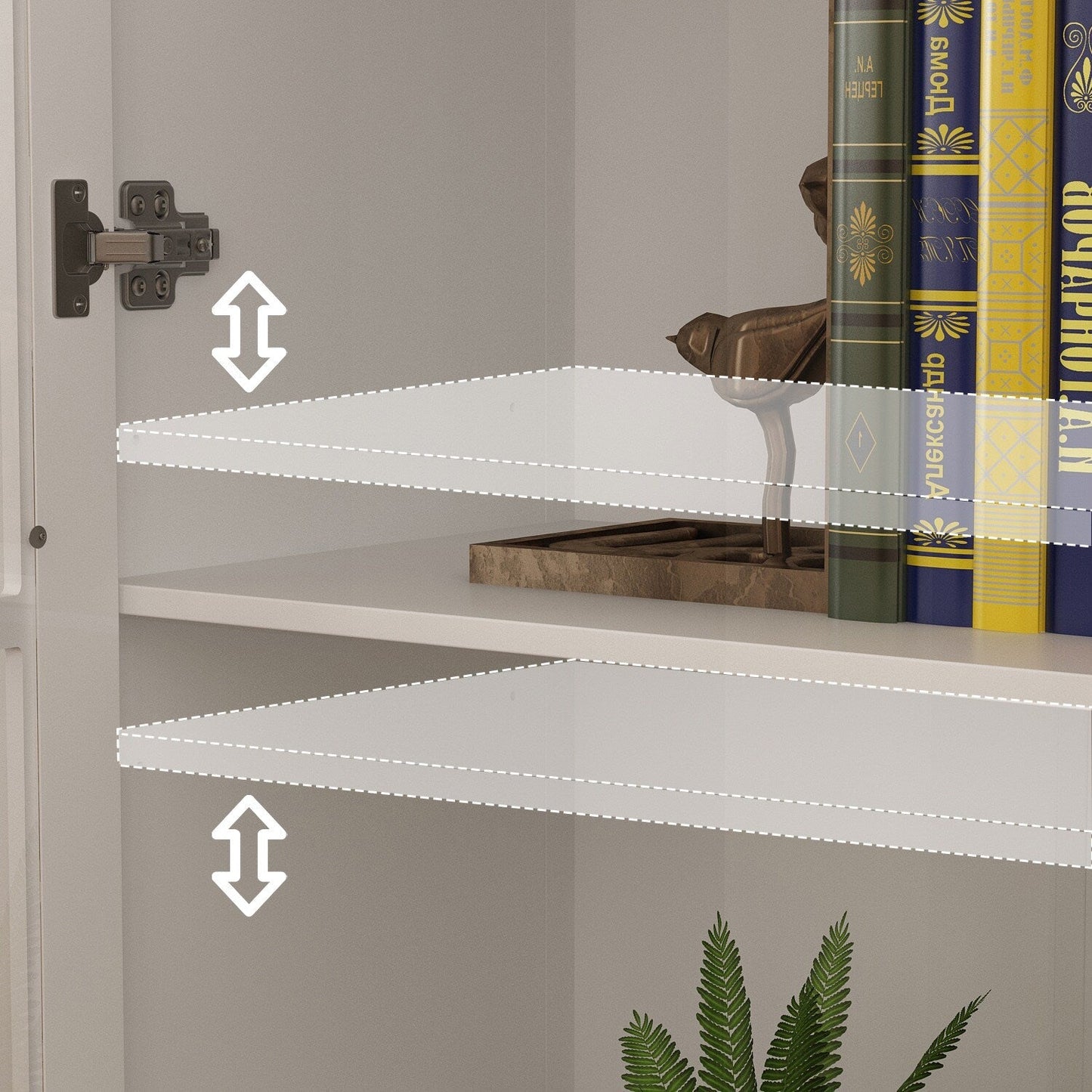 FUFU&GAGA Contemporary White Bookcase Cabinet- 36.2-in x 70.9-in x 14.6-in- 2 Doors, 4 Shelves- Multipurpose Storage- MDF- Easy Assembly
