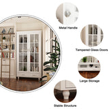 FUFU&GAGA Contemporary White Bookcase Cabinet- 36.2-in x 70.9-in x 14.6-in- 2 Doors, 4 Shelves- Multipurpose Storage- MDF- Easy Assembly