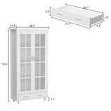 FUFU&GAGA Contemporary White Bookcase Cabinet- 36.2-in x 70.9-in x 14.6-in- 2 Doors, 4 Shelves- Multipurpose Storage- MDF- Easy Assembly