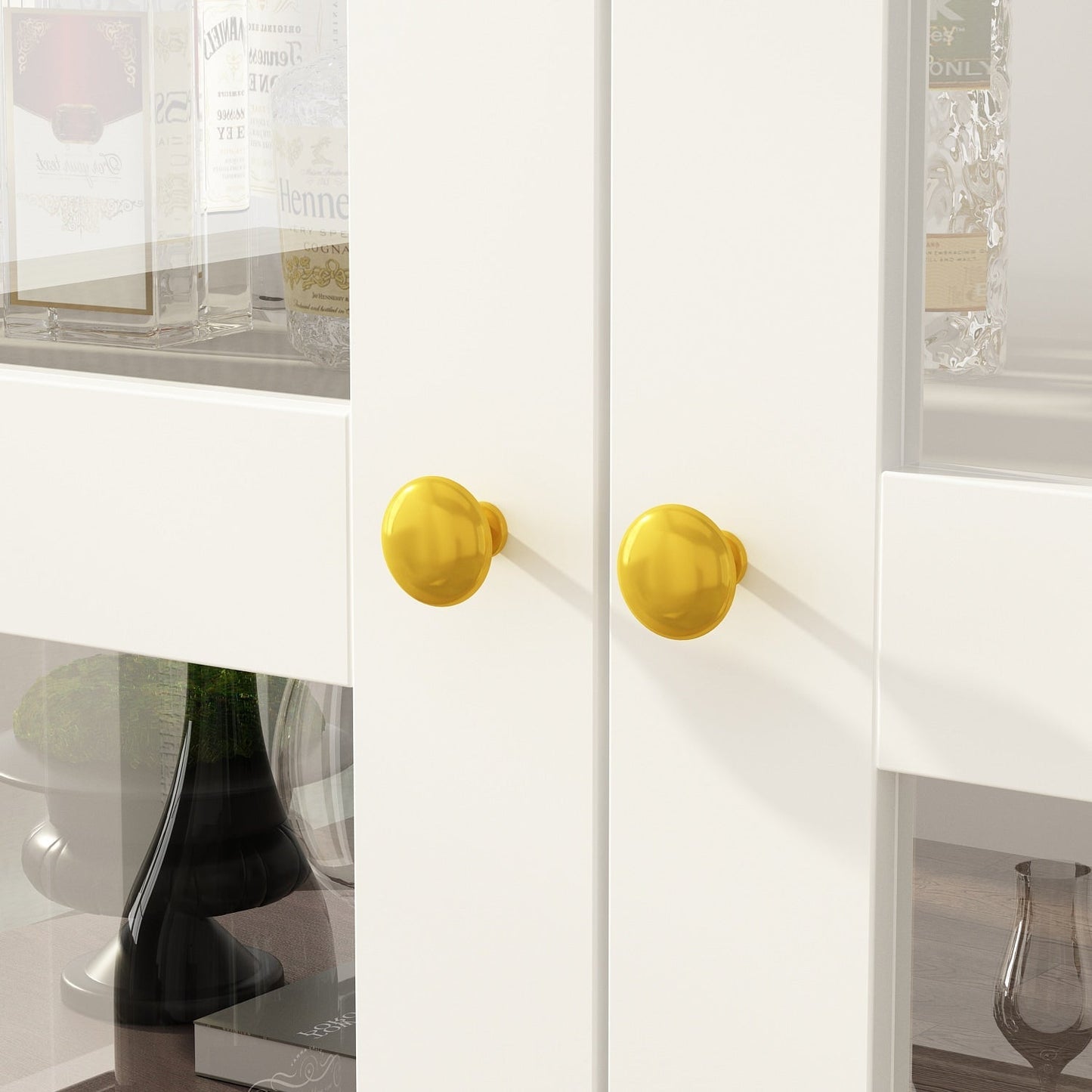 FUFU&GAGA Contemporary/Modern White Curio Cabinet with Wine Storage