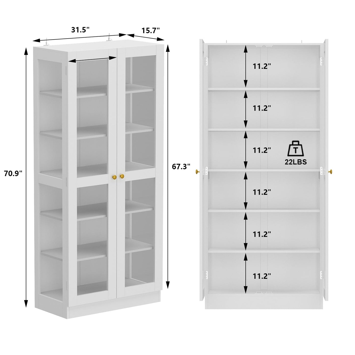 FUFU&GAGA Contemporary/Modern White Curio Cabinet with Wine Storage