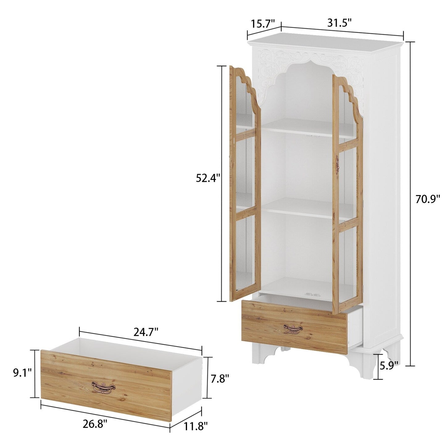 FUFU&GAGA Contemporary/Modern White Curio Cabinet
