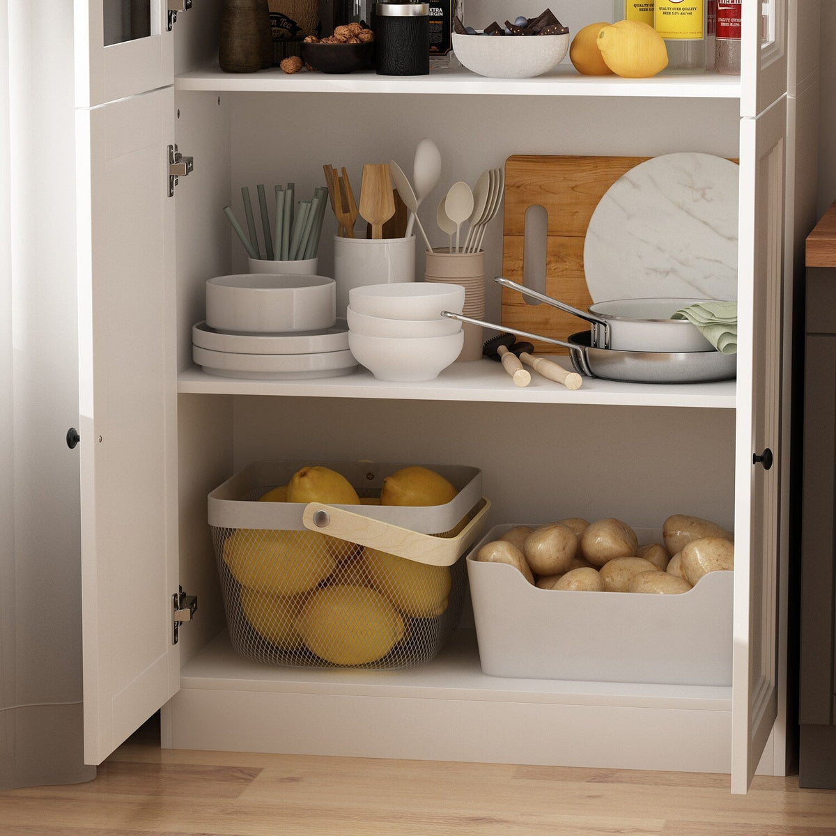 FUFU&GAGA Contemporary/Modern White Curio Cabinet