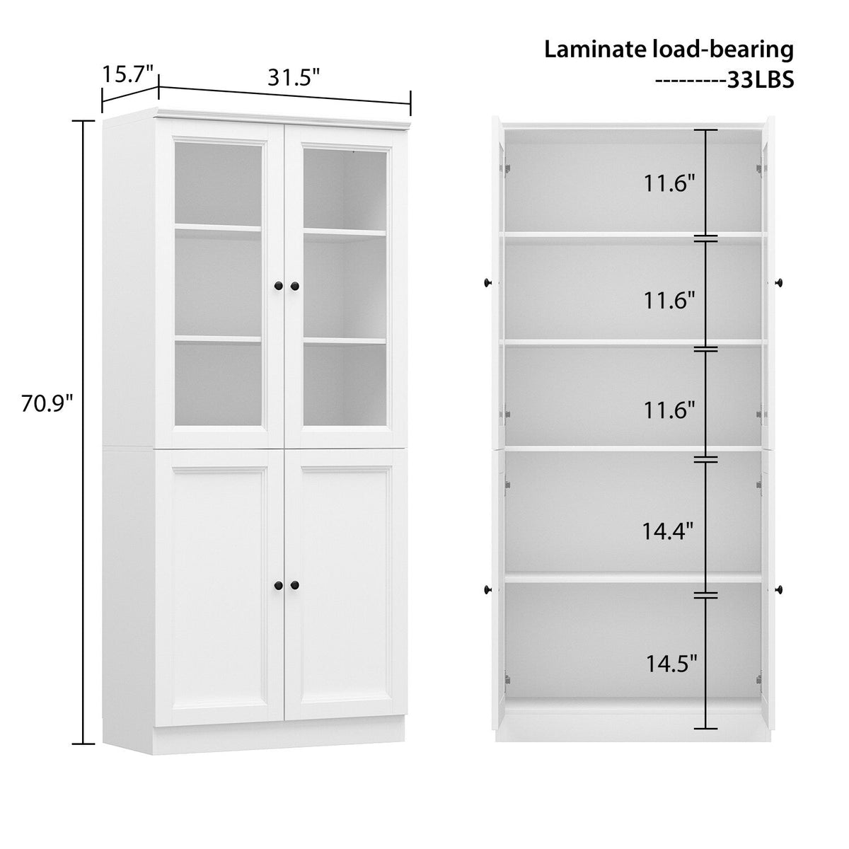 FUFU&GAGA Contemporary/Modern White Curio Cabinet