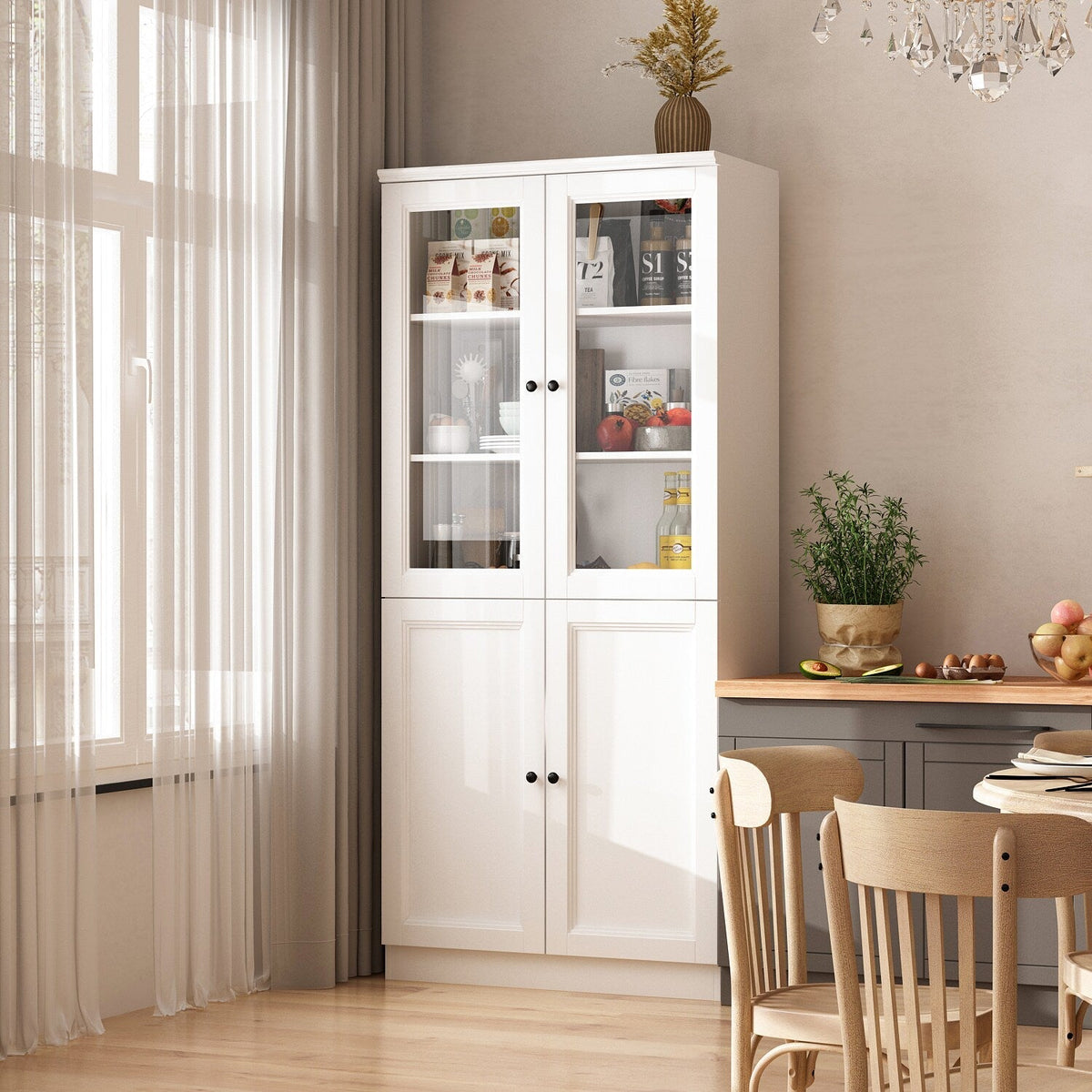 FUFU&GAGA Contemporary/Modern White Curio Cabinet
