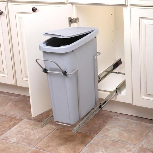 Knape & Vogt 20-Quart Plastic Soft Close Pull Out Trash Can