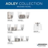 Progress Lighting Adley 3-Light Brushed Nickel Transitional Etched Glass Bell Medium Hanging Pendant Light
