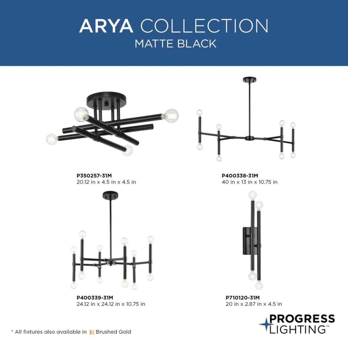 Progress Lighting Arya 8-Light Brushed Gold Modern/Contemporary Chandelier