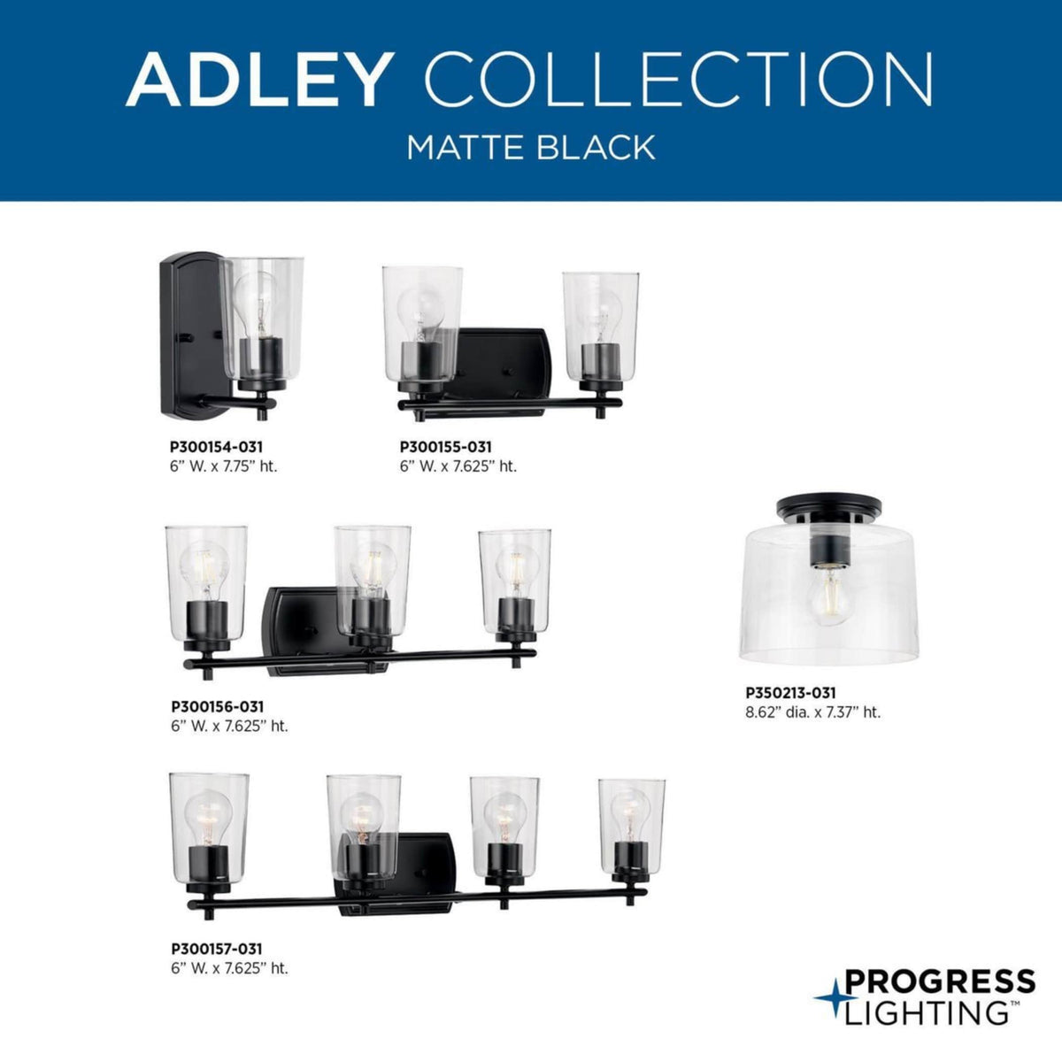 Progress Lighting Adley 5-Light Matte Black Transitional Chandelier