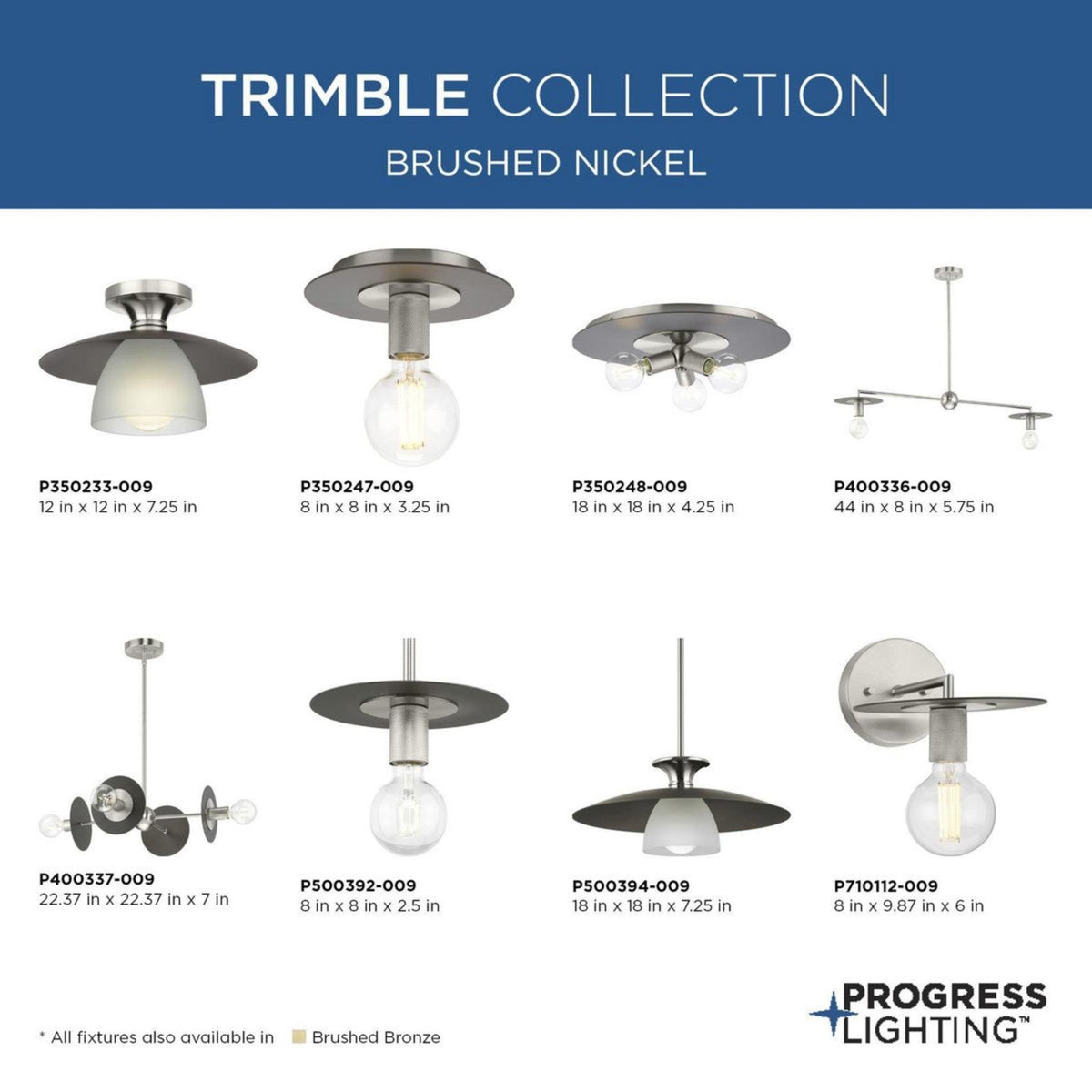 Progress Lighting Trimble 2-Light Brushed Nickel Industrial Chandelier