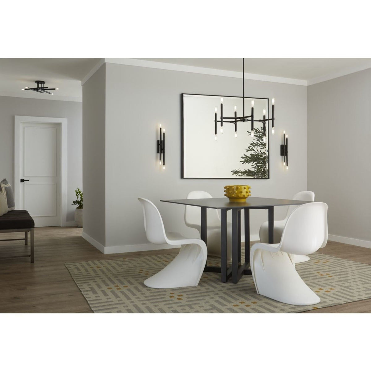 Progress Lighting Arya 12-Light Matte Black Modern/Contemporary Chandelier