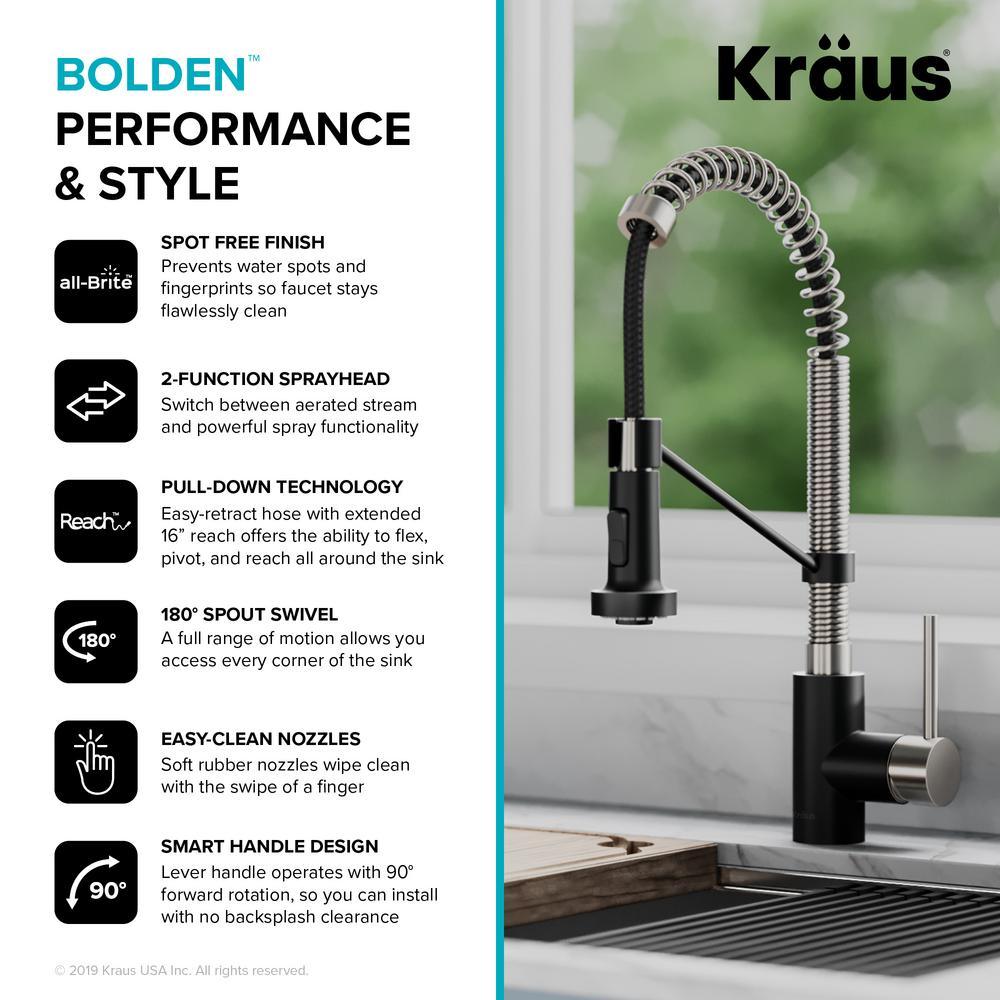 Loften All-in-One Dual Mount Stainless Steel 33in. Single Bowl Kitchen Sink with Pull Down Faucet in Black and Steel - Super Arbor