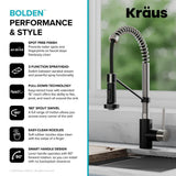 Loften All-in-One Dual Mount Stainless Steel 33in. Single Bowl Kitchen Sink with Pull Down Faucet in Black and Steel - Super Arbor