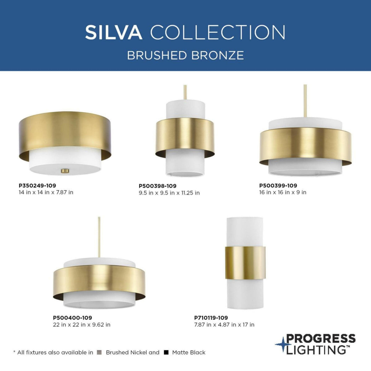 Progress Lighting Silva 3-Light Brushed Nickel Modern/Contemporary Drum Medium Hanging Pendant Light