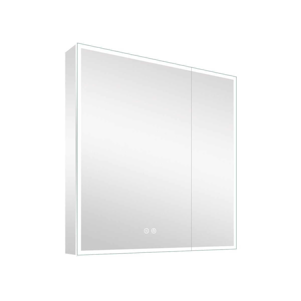 WELLFOR ELIN 30-in x 30-in Lighted LED Fog Free Surface/Recessed Mount Silver Mirrored Soft Close Medicine Cabinet with Outlet