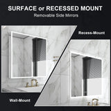 WELLFOR ELIN 30-in x 30-in Lighted LED Fog Free Surface/Recessed Mount Silver Mirrored Soft Close Medicine Cabinet with Outlet