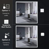 WELLFOR ELIN 30-in x 30-in Lighted LED Fog Free Surface/Recessed Mount Silver Mirrored Soft Close Medicine Cabinet with Outlet
