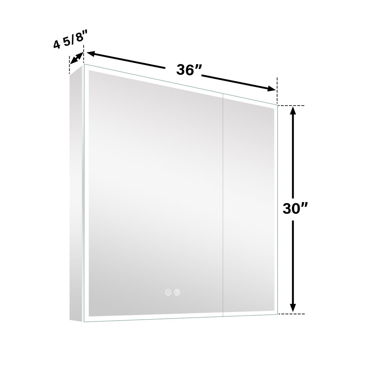 WELLFOR ELIN 36-in x 30-in Lighted LED Fog Free Surface/Recessed Mount Silver Mirrored Soft Close Medicine Cabinet with Outlet