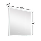 WELLFOR ELIN 36-in x 30-in Lighted LED Fog Free Surface/Recessed Mount Silver Mirrored Soft Close Medicine Cabinet with Outlet