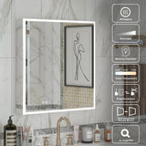 WELLFOR ELIN 36-in x 30-in Lighted LED Fog Free Surface/Recessed Mount Silver Mirrored Soft Close Medicine Cabinet with Outlet