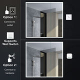 WELLFOR ELIN 36-in x 30-in Lighted LED Fog Free Surface/Recessed Mount Silver Mirrored Soft Close Medicine Cabinet with Outlet