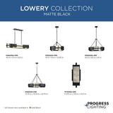 Progress Lighting Lowery 5-Light Matte Black with Aged Silver Leaf Accents Modern/Contemporary Drum Large Hanging Pendant Light