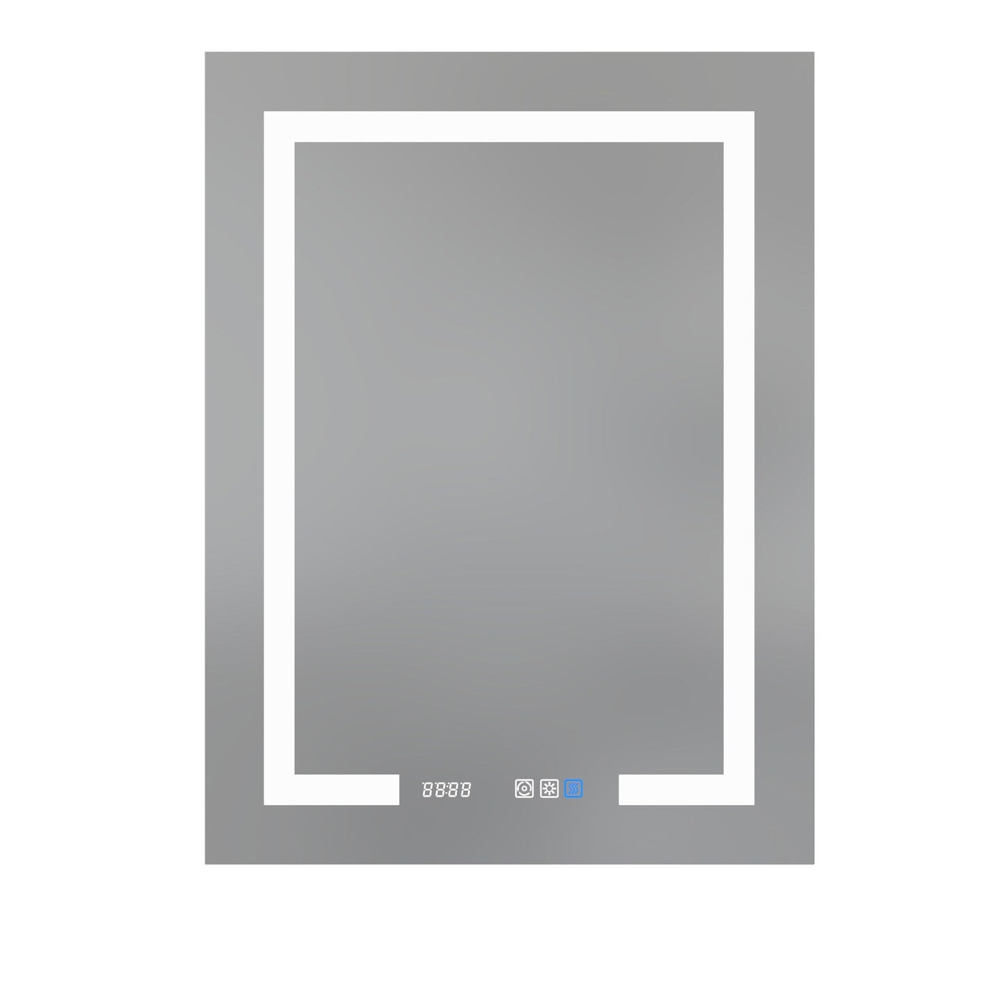 ExBrite 24-in x 32-in Lighted LED Fog Free Surface/Recessed Mount Silver Mirrored Soft Close Medicine Cabinet with Outlet