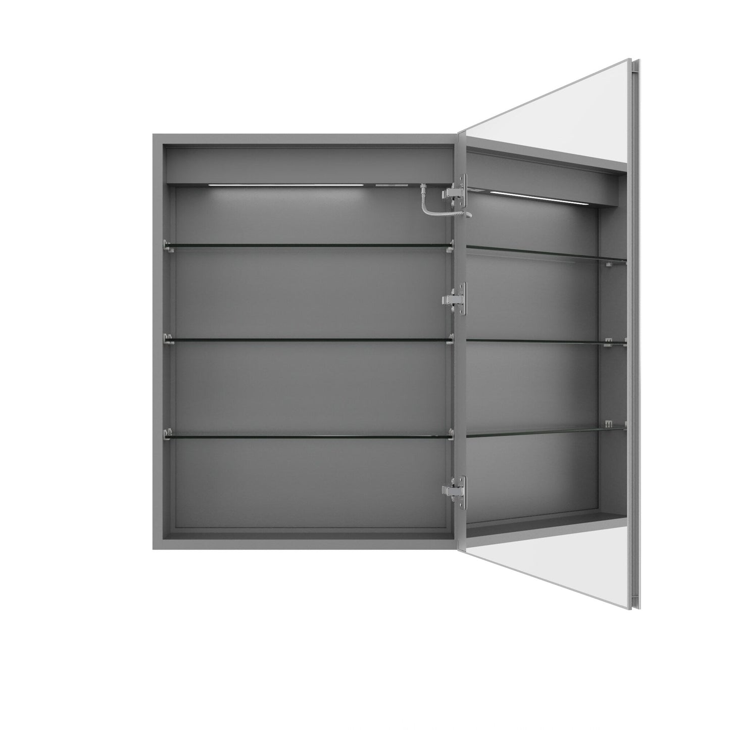 ExBrite 24-in x 32-in Lighted LED Fog Free Surface/Recessed Mount Silver Mirrored Soft Close Medicine Cabinet with Outlet
