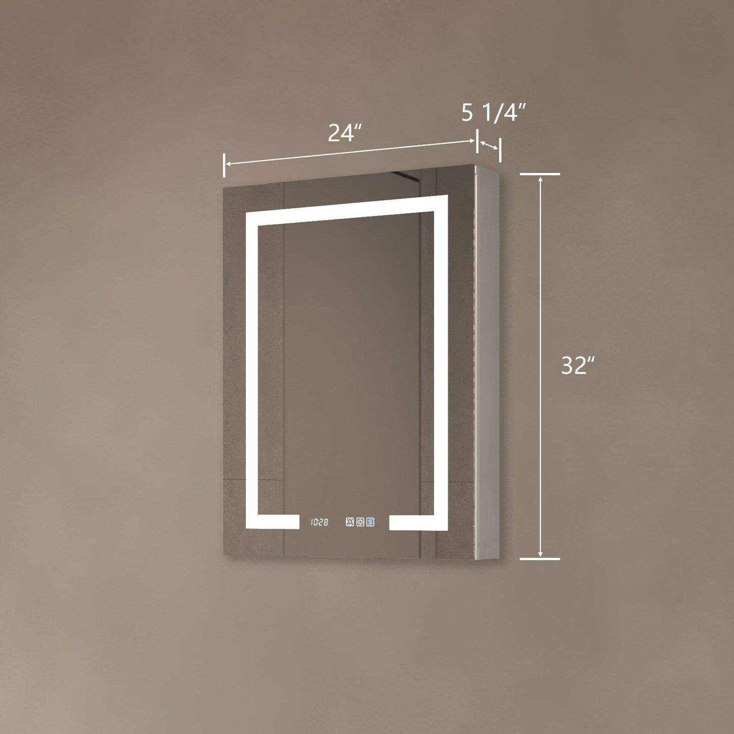 ExBrite 24-in x 32-in Lighted LED Fog Free Surface/Recessed Mount Silver Mirrored Soft Close Medicine Cabinet with Outlet