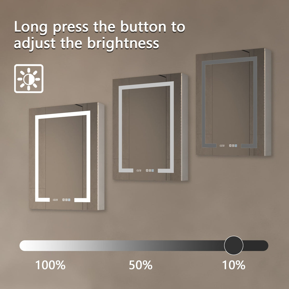 ExBrite 24-in x 32-in Lighted LED Fog Free Surface/Recessed Mount Silver Mirrored Soft Close Medicine Cabinet with Outlet