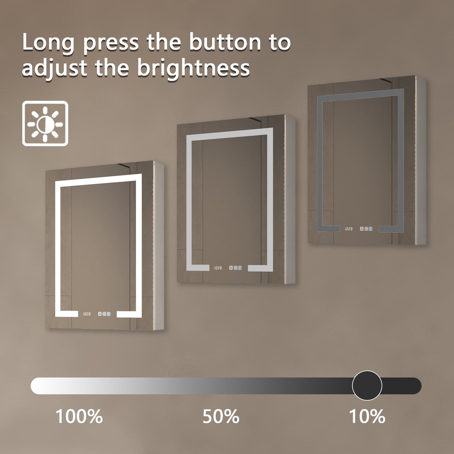 ExBrite 24-in x 32-in Lighted LED Fog Free Surface/Recessed Mount Silver Mirrored Soft Close Medicine Cabinet with Outlet