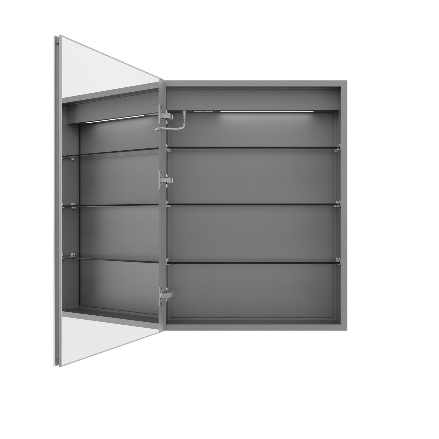 ExBrite 24-in x 32-in Lighted LED Fog Free Surface/Recessed Mount Silver Mirrored Soft Close Medicine Cabinet with Outlet