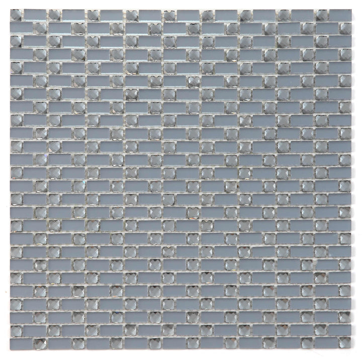 Abolos Artistic Jewels Blue Diamond/Frosted 12-in x 12-in Multi-finish Glass Diamond Mosaic Wall Tile product image