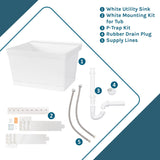 Cambridge Resources 23.5-in 1-Basin White Wall Mount Utility Tub with Drain