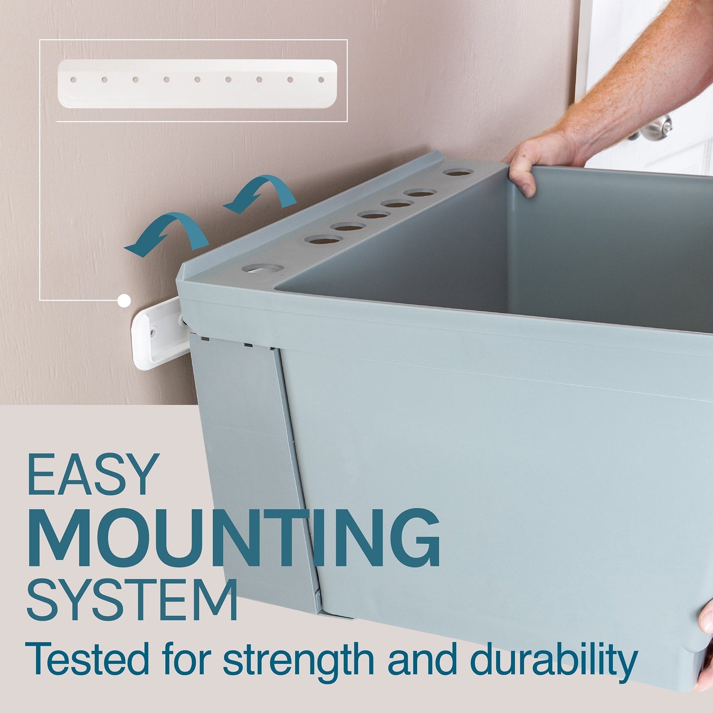 Cambridge Resources Gray Wall Mount Utility Tub with Drain - 23.5 x 22.875 Inch