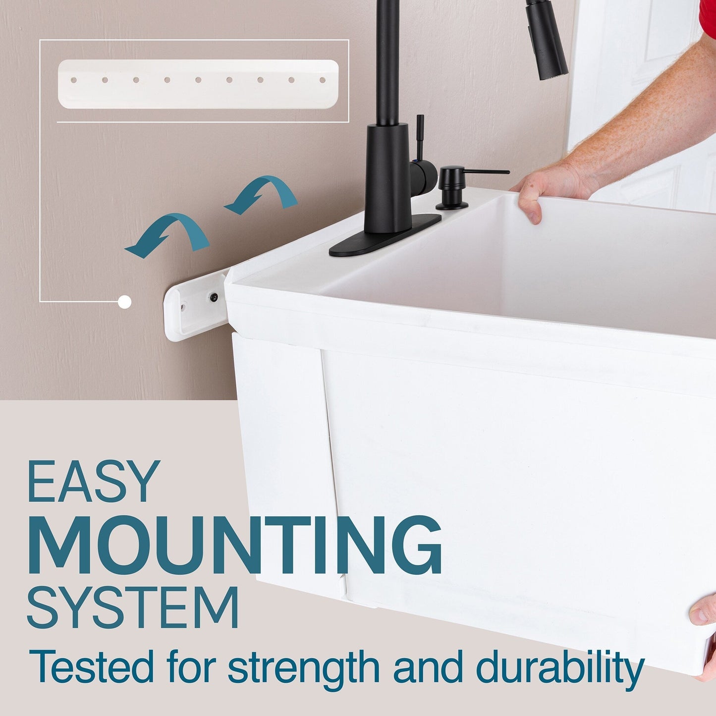 Cambridge Resources 19-Gallon White Wall Mount Utility Tub with Faucet