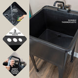 Cambridge Resources Black Freestanding Utility Tub with Drain and Faucet