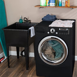 Cambridge Resources Black Freestanding Utility Tub with Drain and Faucet