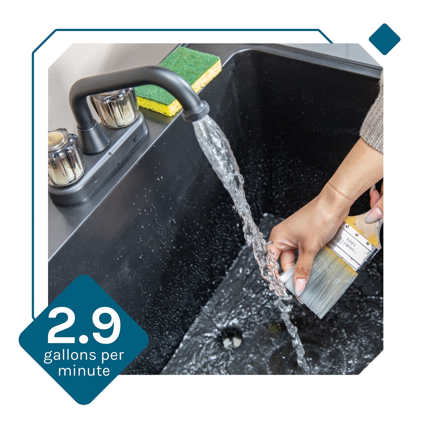 Cambridge Resources Black Freestanding Utility Tub with Drain and Faucet
