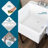 Cambridge Resources White 1-Basin Utility Tub with Drain and Faucet