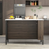 FUFU&GAGA Brown Mdf Base with Mdf Top Kitchen Island (30-in x 55.1-in x 36-in)
