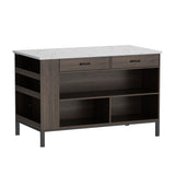 FUFU&GAGA Brown Mdf Base with Mdf Top Kitchen Island (30-in x 55.1-in x 36-in)
