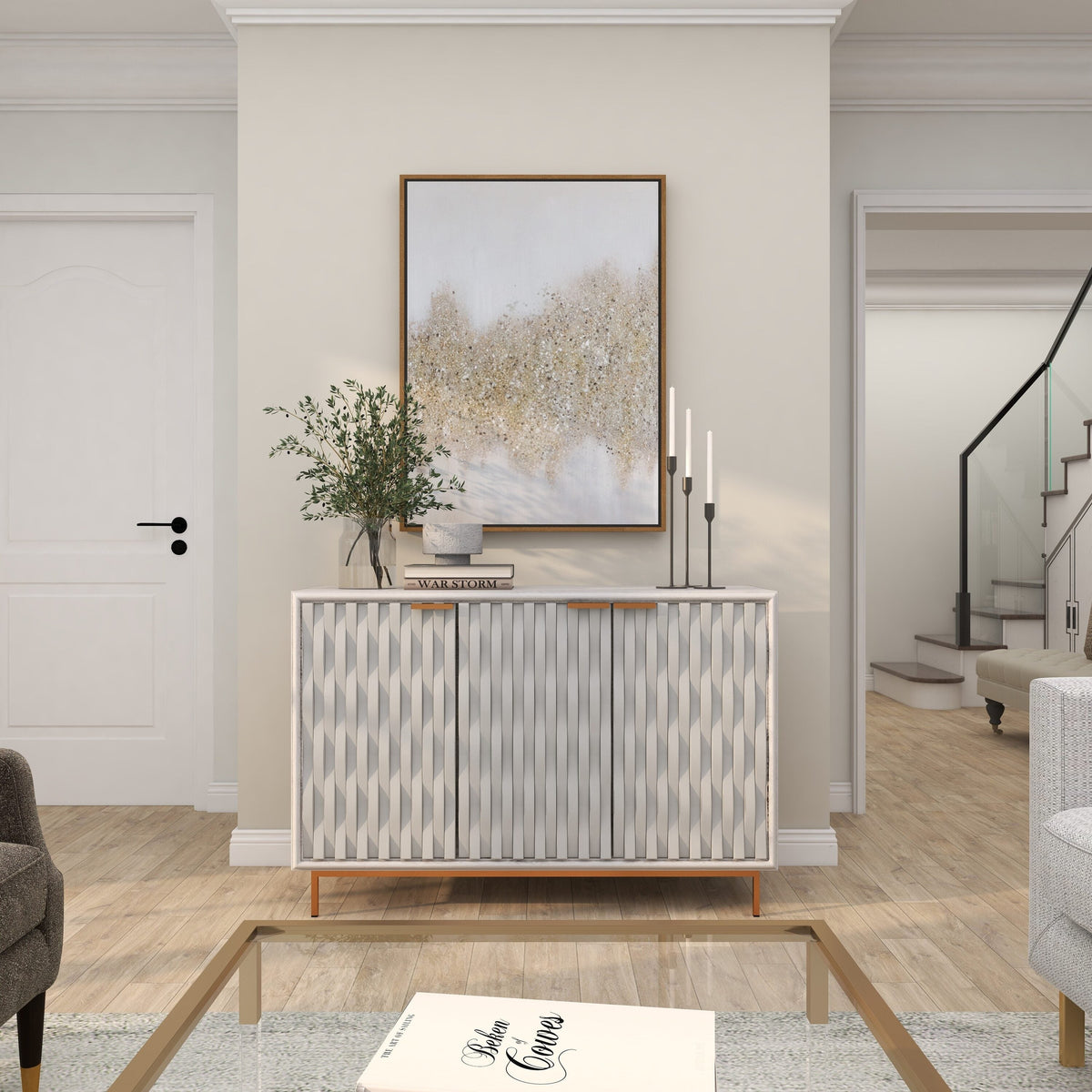 Grayson Lane White 1 Shelf and 3 Doors Accent Chest