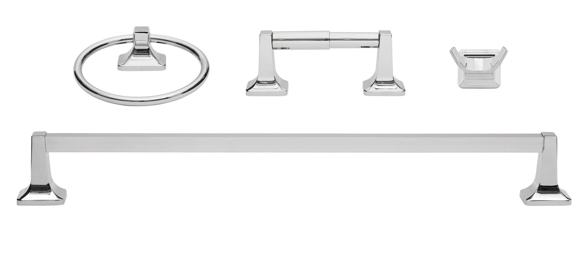 Project Source Seton 4-Piece Chrome Decorative Bathroom Hardware Set, 24-in Towel Bar