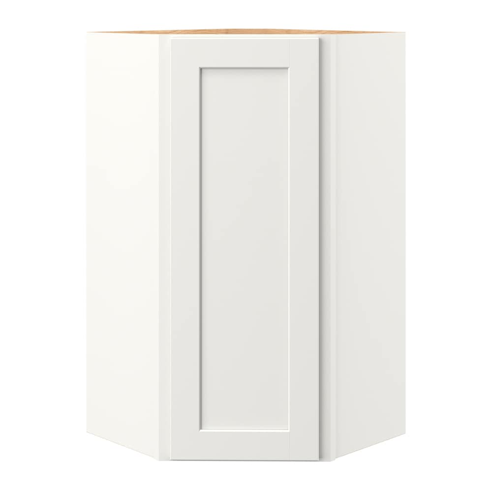 allen + roth Aveley 24-in W x 42.125-in H x 12-in D Linen Diagonal Corner Wall Fully Assembled Cabinet (Flat Panel Square Style)