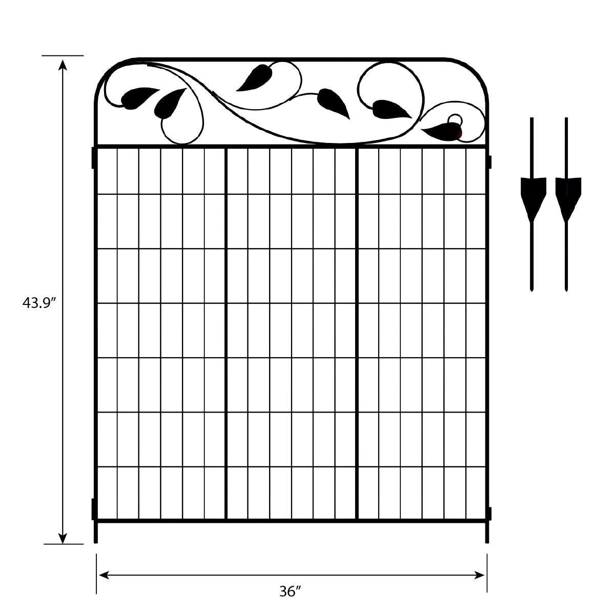 YARDLINK 4-ft H x 3-ft W Black Steel Decorative Metal Straight-top No Dig Decorative Fence Panel