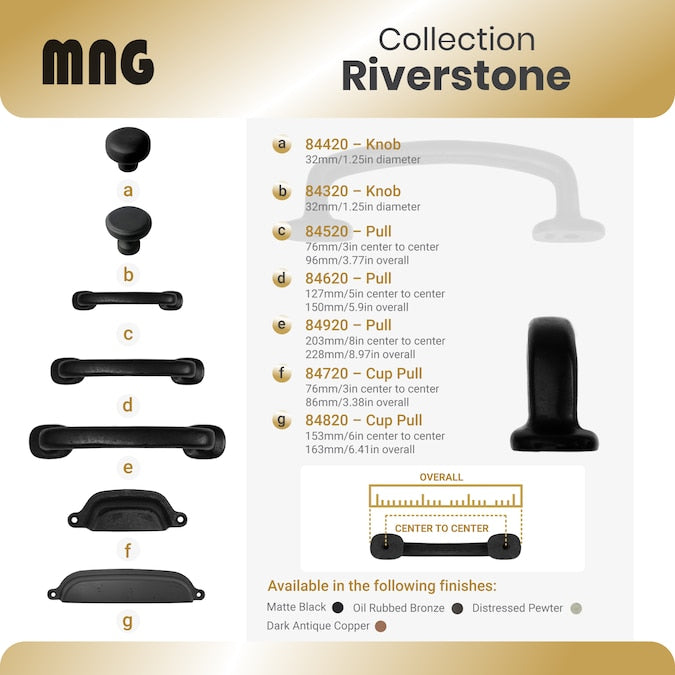 Laurey Riverstone 3-in (76mm) Center to Center Oil Rubbed Bronze Rectangular Cup Drawer Pull